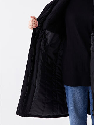 LCW Modest Siyah Kadın Kapüşonlu Düz Parka - W37126Z8-RQL | LCW