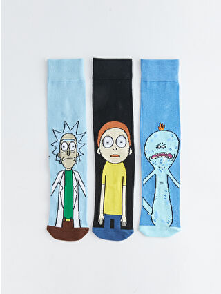 LC Waikiki Karışık Rick and Morty Baskılı Erkek Soket Çorap 3'lü