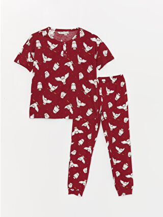 Açık Bordo Baskılı