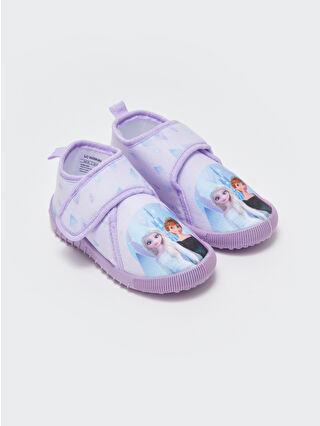 LC Waikiki Lila Frozen Baskılı Cırt Cırtlı Kız Bebek Panduf