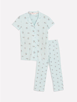 Pastel Mavi Baskılı