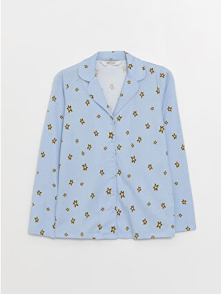 Açık Mavi Baskılı