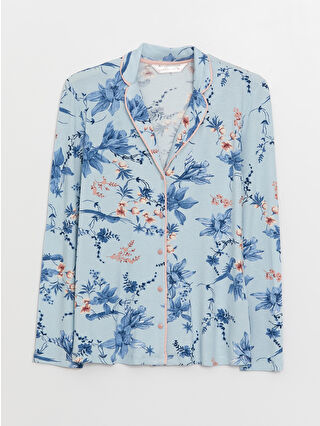 Açık Mavi Baskılı