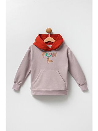 Pija Pija Bej Baskılı Uzun Kollu Erkek Bebek Hoodie