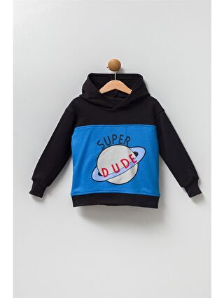 Pija Pija Siyah Uzun Kollu Baskılı Erkek Bebek Hoodie