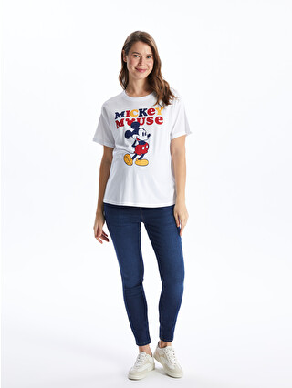 LCWAIKIKI Maternity Crew Neck Mickey Mouse Printed Short Sleeve
