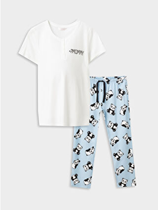 لون أزرق فاتح مطبوع