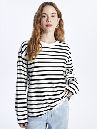 XSIDE Crew Neck Striped Long Sleeve Women's T-shirt - S47719Z8-R9J