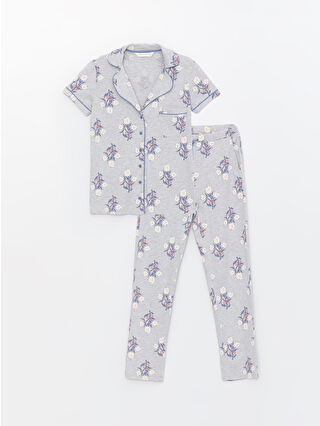 Grey Melange Printed