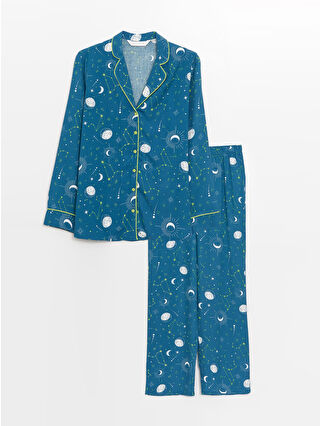 لون أزرق متوسط مطبوع