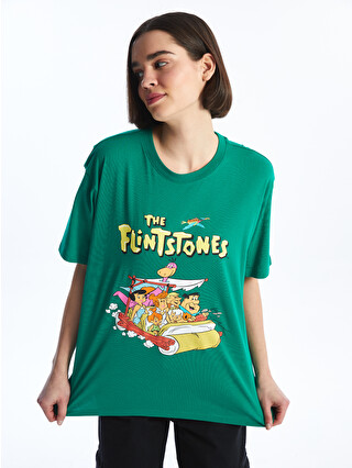 XSIDE Crew Neck The Flintstones Printed Short Sleeve Oversize