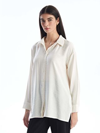 LC Waikiki Ekru Düz Oversize Kadın Gömlek Tunik