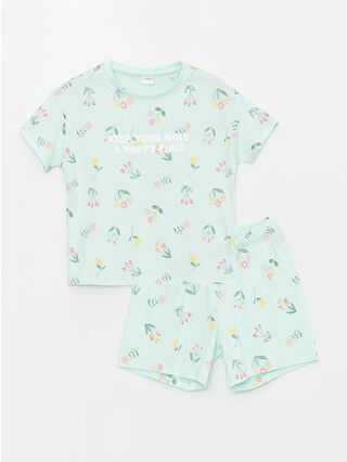 لون أزرق أكوا باهت مطبوع