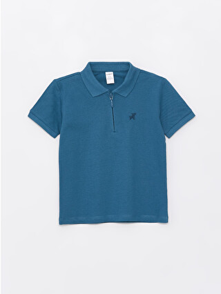 LCW Kids Haki Polo Yaka Nakışlı Kısa Kollu Erkek Bebek Tişört