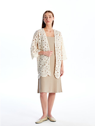 LCW EVERYDAY Shawl Collar Embroidered Oversize Women's Crochet