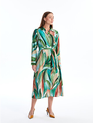 LCWAIKIKI Classic Patterned Long Sleeve Women's Shirt Dress