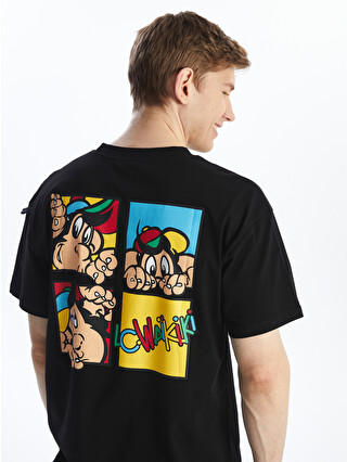 XSIDE Crew Neck Short Sleeve Nostalgic Monkey Printed Jersey Men's
