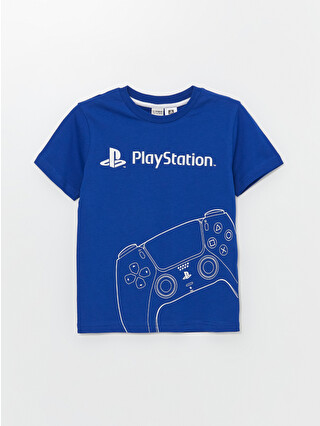 LCW Kids Mavi Bisiklet Yaka Playstation Baskılı Erkek Çocuk Tişört