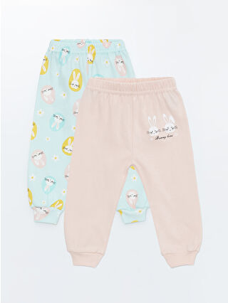 LUGGI BABY Pembe Beli Lastikli Kız Bebek Pijama Alt 2'li