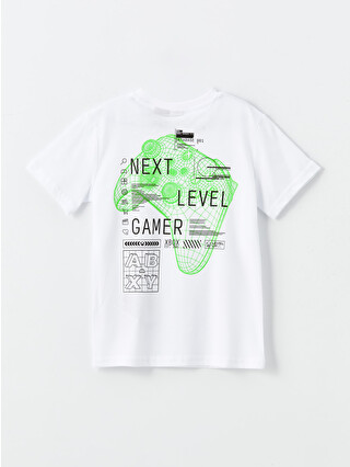 LCW Kids Beyaz Bisiklet Yaka Xbox Baskılı Erkek Çocuk Tişört