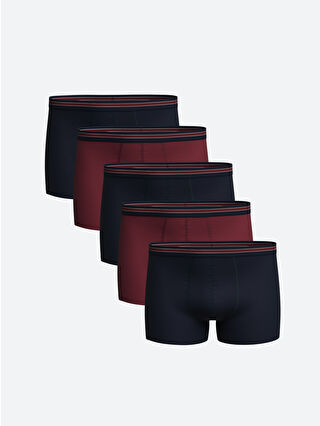 LC Waikiki Bordo Standart Kalıp Pamuklu Esnek Erkek Boxer 5'li