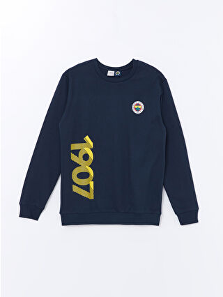 LC Waikiki Lacivert Bisiklet Yaka Fenerbahçe Baskılı Uzun Kollu Erkek Çocuk Sweatshirt