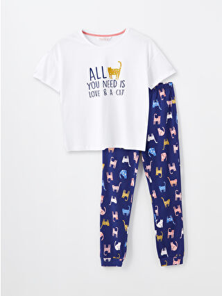 Açık Lacivert Baskılı