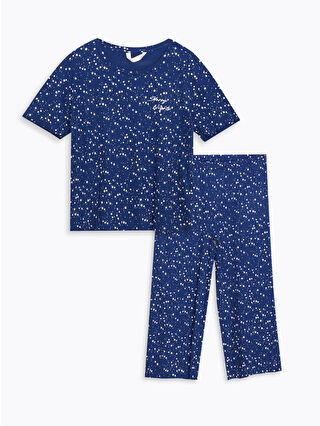 Açık Lacivert Baskılı