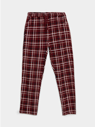 LC Waikiki Bordo Standart Kalıp Ekose Erkek Pijama Alt