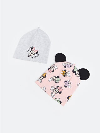 LC Waikiki Beyaz Minnie Mouse Baskılı Kız Bebek Bere 2'li