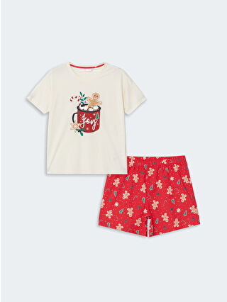 Canlı Kırmızı Baskılı