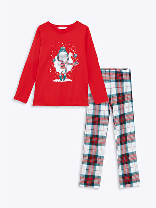 Canlı Kırmızı Baskılı