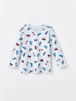 Açık Mavi Baskılı