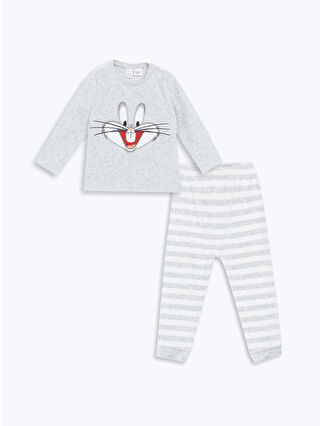 LC Waikiki Beyaz Bisiklet Yaka Bugs Bunny Baskılı Erkek Bebek Pijama Takımı