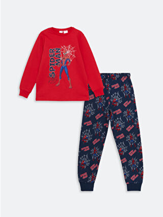 LC Waikiki Kırmızı Bisiklet Yaka Spiderman Baskılı Erkek Çocuk Pijama Takımı