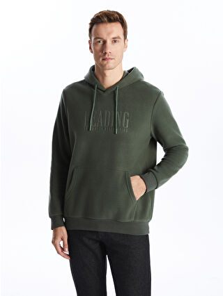 LC Waikiki Yeşil Baskılı Uzun Kollu Erkek Hoodie