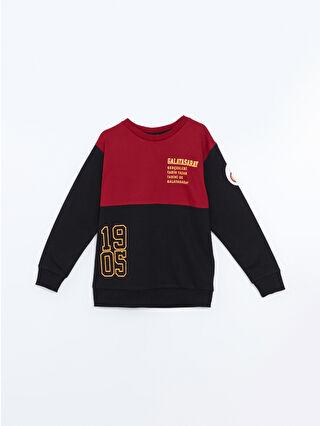 LC Waikiki Siyah Bisiklet Yaka Galatasaray Baskılı Erkek Çocuk Sweatshirt