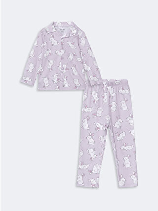 LC Waikiki Lila Gömlek Yaka Kız Bebek Pijama Takımı