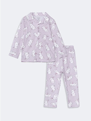 LC Waikiki Lila Gömlek Yaka Kız Bebek Pijama Takımı