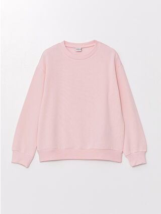 LC Waikiki Pembe Bisiklet Yaka Basic Uzun Kollu Kız Çocuk Sweatshirt