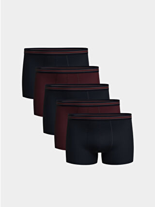 LC Waikiki Bordo Standart Kalıp Pamuklu Esnek Erkek Boxer 5'li