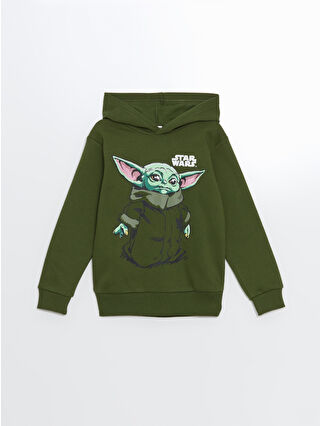 LC Waikiki Yeşil Star Wars Baskılı Erkek Çocuk Kalın Sweatshirt