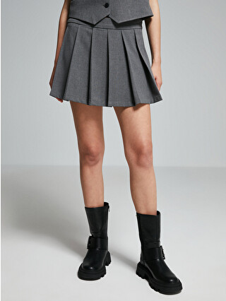 LCW Vision Waist Zippered Pleated Women's Shorts Skirt - W4HL86Z8