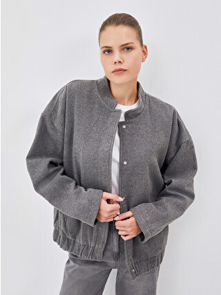 LCW Modest Antrasit Kolej Yaka Oversize Kadın Kaşe Mont - W4HM68Z8