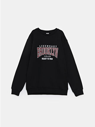 LC Waikiki Siyah Bisiklet Yaka Erkek Çocuk Sweatshirt