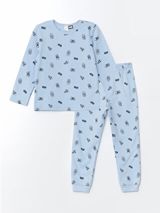 Açık Mavi Baskılı