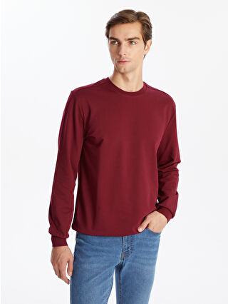 LC Waikiki Bordo Bisiklet Yaka Uzun Kollu Erkek Sweatshirt