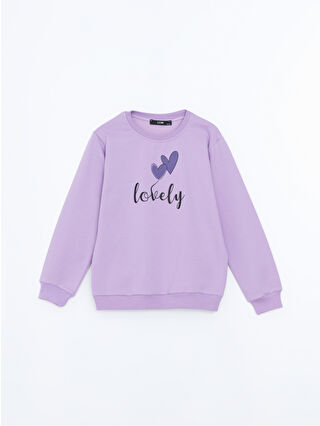 LC Waikiki Lila Bisiklet Yaka Kız Çocuk Sweatshirt