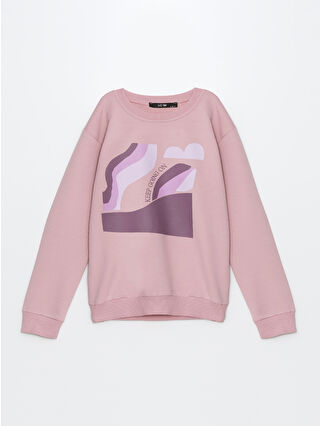 LC Waikiki Pembe Bisiklet Yaka Kız Çocuk Sweatshirt