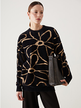 LCW Modest Crew Neck Floral Women's Knitwear Sweater - W4M489Z8